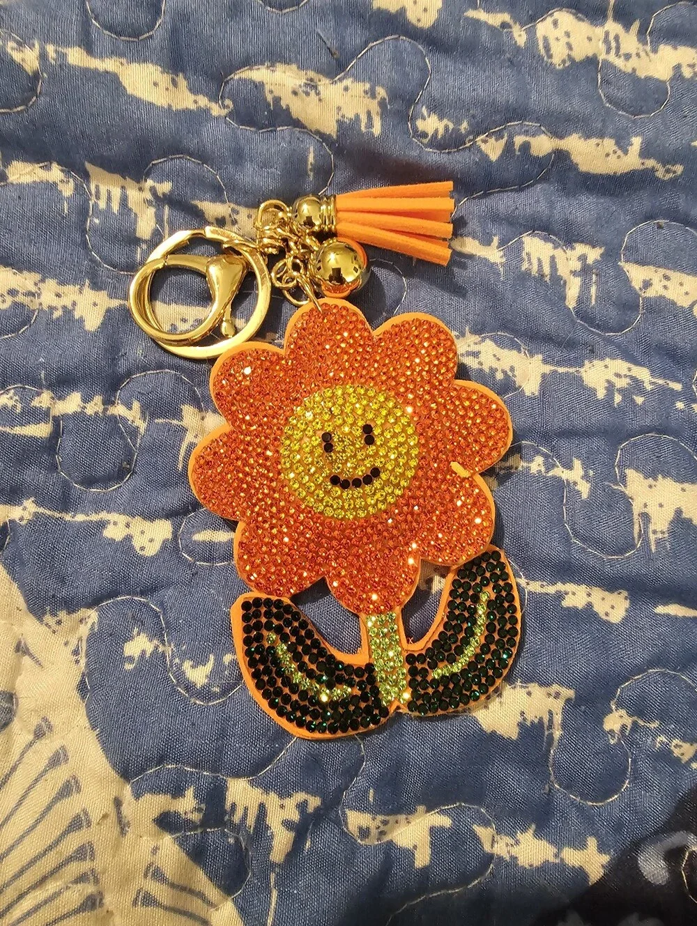 Sassified Boutique Nwt Orange Crystal Flower Keychain Charm - Unbranded